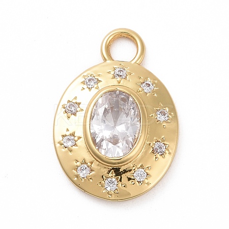 Eco-friendly Brass Micro Pave Cubic Zirconia Pendants KK-D079-23G-01-1