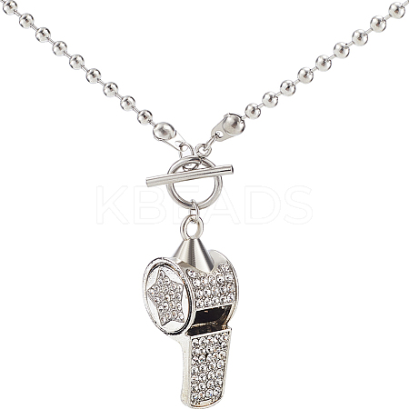 1pc Stainless Steel Whistle Pendant Necklaces NJEW-CN0001-08-1