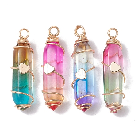 4Pcs 4 Colors Glass Pendant PALLOY-JF02563-S-1