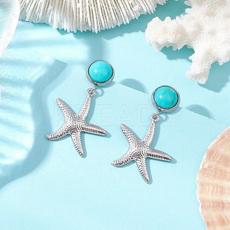 304 Stainless Steel Dangle Stud Earrings EJEW-JE06302-03-1