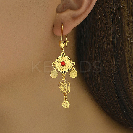 Fashionable Vintage Exotic Brass Flat Round Hoop Earrings AD3111-1