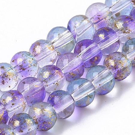 Transparent Spray Painted Glass Bead Strands GLAA-N035-03A-B05-1