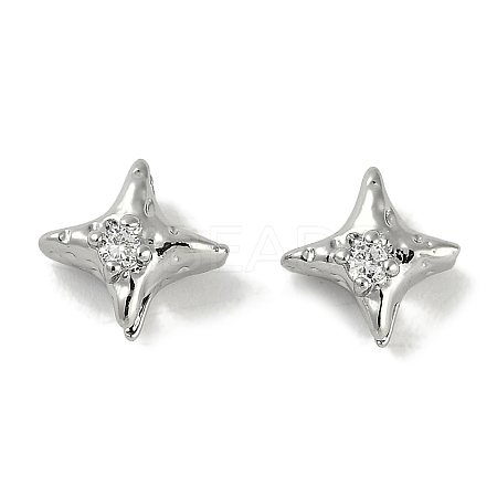 Brass Micro Pave Cubic Zirconia Beads KK-P283-21P-1