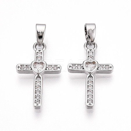 Brass Micro Pave Cubic Zirconia Pendants KK-T070-77P-1