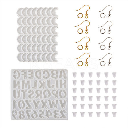 2Pcs DIY Moon & Letter A~Z & Nunber 0~9 Connector Charms Pendant Silicone Molds DIY-TA0004-18-1