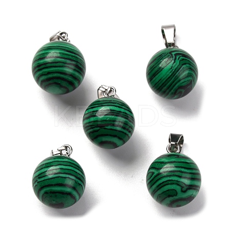Round Synthetic Malachite Pendants G-Q434-18-1