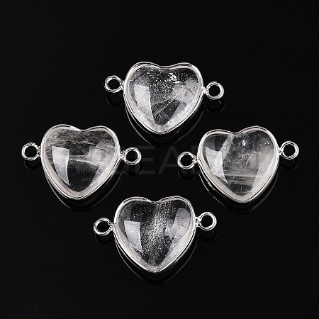 Natural Quartz Crystal Love Heart Pendants G-T138-205C-P-1