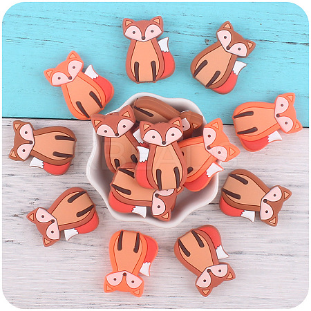 12Pcs 3 Colors Cartoon Fox Silicone Focal Beads JX716A-1