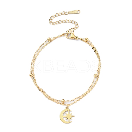 304 Stainless Steel Cable & Satellite Chains Double Layer Multi-strand Bracelet LS-BJEW-E092-04G-1