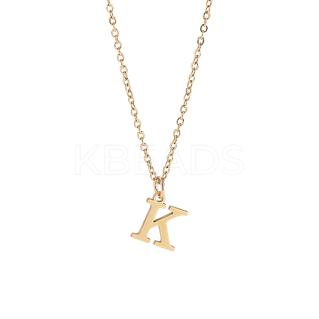 304 Stainless Steel Letter Pendant Necklaces NJEW-LP0001-53K-G-1
