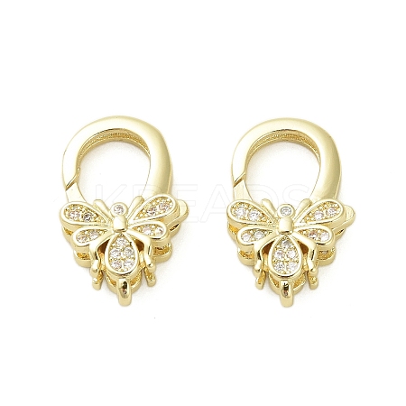 Insects Brass Micro Pave Clear Cubic Zirconia Lobster Claw Clasps KK-I354-01G-05-1