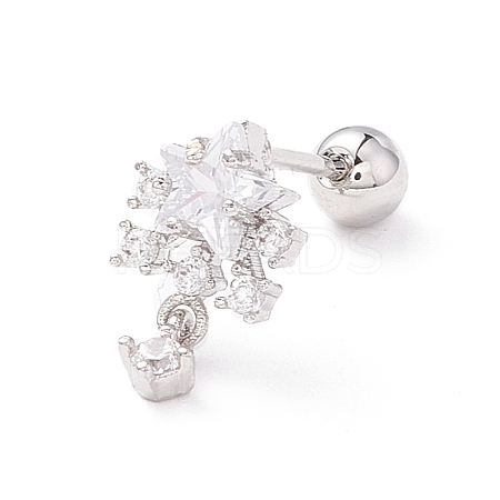 Snowflake Clear Cubic Zirconia Stud Earrings for Women LS-EJEW-A065-03P-1