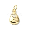 Heart Theme Brass Micro Pave Cubic Zirconia Charms KK-H475-56G-01-1