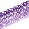 Anti-Tarnish Electroplate Glass Beads Strands X-GLAA-N064-8mm-08-1