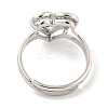 Heart with Letter Rack Plating Brass Micro Pave Clear Cubic Zirconia Adjustable Rings for Women RJEW-I105-01P-B-3