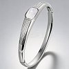 304 Stainless Steel Acrylic Rectangle Hinged Cuff Bangles for Women WG575D9-01-1