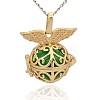 Golden Tone Brass Hollow Round Cage Pendants KK-J237-10G-3