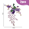 2Pcs 2 Colors Flower and Peacock Pattern Polyester Fabric Computerized Embroidery Cloth Sew on Appliques PATC-NB0001-16B-2