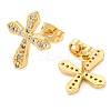 Rack Plating Cross Brass Pave Clear Cubic Zirconia Stud Earrings EJEW-S245-01G-B-2
