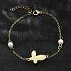 304 Stainless Steel Butterfly Link Bracelets BJEW-C098-01D-G-3