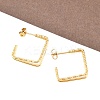 304 Stainless Steel Two-layer Square Stud Earrings EJEW-D339-02G-1