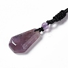 Natural Amethyst Hexagon Pendant Necklace with Nylon Cord NJEW-G094-A01-2