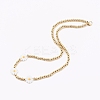 Brass Beaded Necklaces & Glass Pendant Necklaces Set NJEW-JN03335-02-3