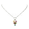 Natural Multicolor Tourmaline Faceted Cube Beaded Tassel Pendant 304 Stainless Steel Satellite Chain Necklaces for Women NJEW-JN06448-01-3