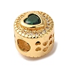 Heart Real 18K Gold Plated Brass Micro Pave Cubic Zirconia European Beads KK-G511-01G-01-2