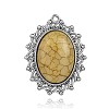 Oval Antique Silver Plated Alloy Resin Pendants PALLOY-J394B-01AS-1