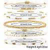 5Pcs Glass & Metal Gold & White Beaded Bracelet Sets AB9103-2-4