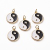 Brass Micro Pave Black & Clear Cubic Zirconia Findings Pendants X-KK-C100-08G-1