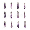 Fashewelry 12Pcs Bullet Natural Amethyst Pointed Pendants G-FW0001-11-1