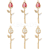 6Pcs 2 Colors Brass Micro Pave Cubic Zirconia Pendants KK-HS0015-17-1