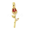 Rose Flower for Valentine's Day Real 18K Gold Plated Rack Plating Brass Micro Pave Cubic Zirconia Pendants X-KK-R153-01C-G-1