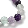 Round & Cat Head Natural Fluorite Beaded Stretch Bracelets for Women BJEW-K251-03E-4