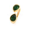 304 Stainless Steel with Glass Cuff Open Rings RJEW-Z125-03G-03-4