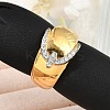 Brass Micro Pave Clear Cubic Zirconia Open Cuff Rings for Women LS-RJEW-R011-03G-02-2