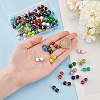 60Pcs 15 Color Baking Paint Glass Round Beaded Pendants PALLOY-HY00032-3
