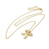 Brass Micro Pave Clear Cubic Zirconia Cable Chain Bowknot Pendant Necklaces for Women LS-NJEW-C054-02C-G-3
