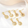 Flat Round with Star & Wing & Snake Brass Micro Pave Cubic Zirconia Dangle Stud Earrings EJEW-Z115-01G-1