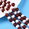 Natural Carnelian(Dyed & Heated) Round & Natural Cultured Freshwater Pearl Grooved Potato Beads Strands PEAR-N019-09-1