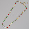 Christmas Theme Glass & Imitation Pearl & Brass LOVE Star Beaded Necklaces GF3195-7-1