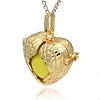 Golden Tone Brass Hollow Heart Cage Pendants KK-J241-07G-2