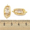 Brass Pave Rectangle Clear Glass Connector Charms KK-S386-19G-3