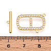 Brass Micro Pave Clear Cubic Zirconia Toggle Clasps KK-N254-74G-4