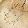 304 Stainless Steel Clear Cubic Zirconia Flat Round & Shell Shaped Bib Necklaces for Women NJEW-U031-08P-02-1