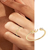 1Pc Letter Brass Rhinestone Open Cuff Rings for Women AJEW-LP0004-47W-G-1