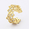 Brass Micro Pave Cubic Zirconia Adjustable Open Rings FS-WG624C0-01-5