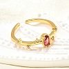 Brass Micro Pave Cubic Zirconia Cuff Rings for Women RJEW-H247-24G-2